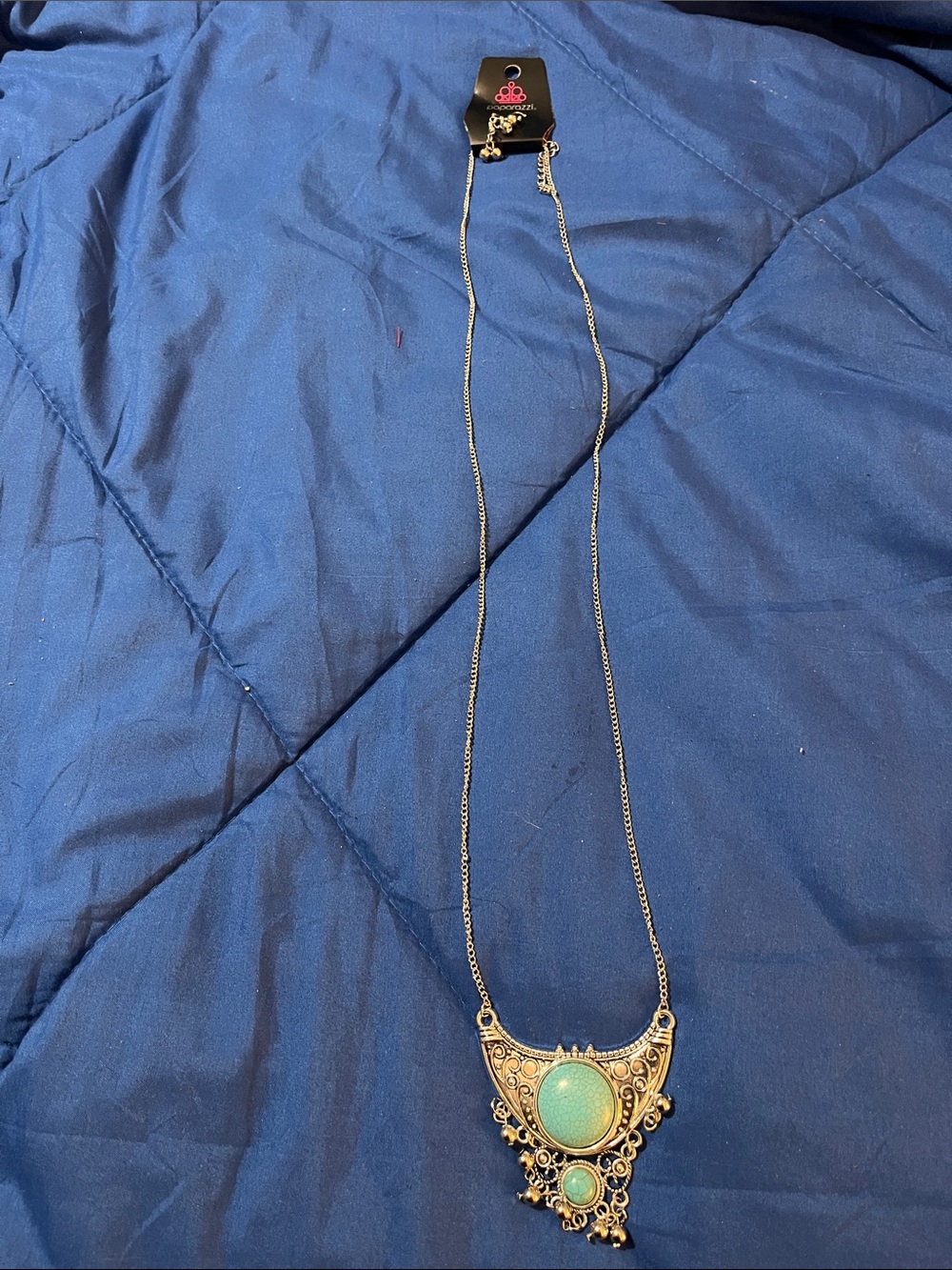 Bohemian Gold-Tone Necklace with Turquoise Stones - Women's Jewelry